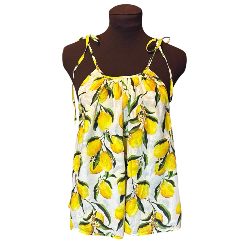 J. Crew Lemon Print Tank Top - Yellow and White